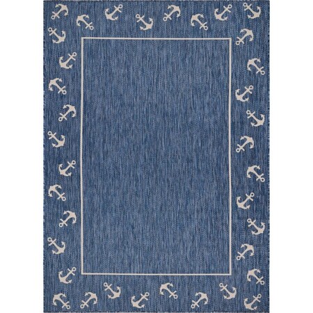 Palacedesigns 5 x 7 ft. Navy Anchor Indoor & Outdoor Area Rug PA2473013